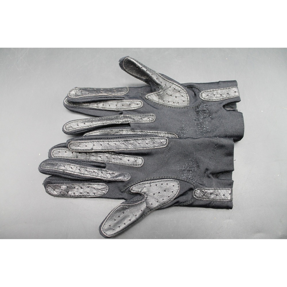 Vintage Isotoner Aris Black Driving Gloves Leather Trim Women's FAIR - Picture 2 of 4